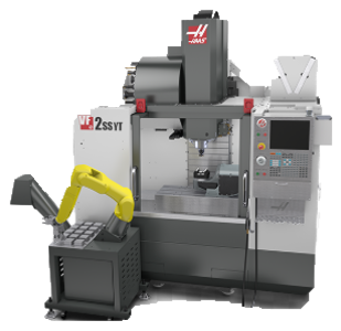 Haas machining center with robotic loading